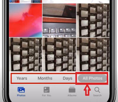 tab all photos on iphone